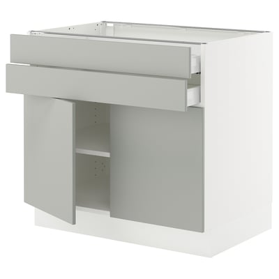 SEKTION / MAXIMERA Base cabinet w 2 doors/2 drawers, white/Havstorp light gray, 36x24x30 "