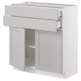 SEKTION / MAXIMERA Base cabinet w 2 doors/2 drawers, white/Lerhyttan light gray, 30x15x30 "