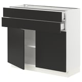 SEKTION / MAXIMERA Base cabinet w 2 doors/2 drawers, white/Nickebo matte anthracite, 36x15x30 "