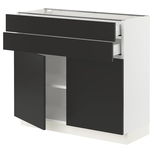 SEKTION black kitchen cabinet, modern design with adjustable shelves.