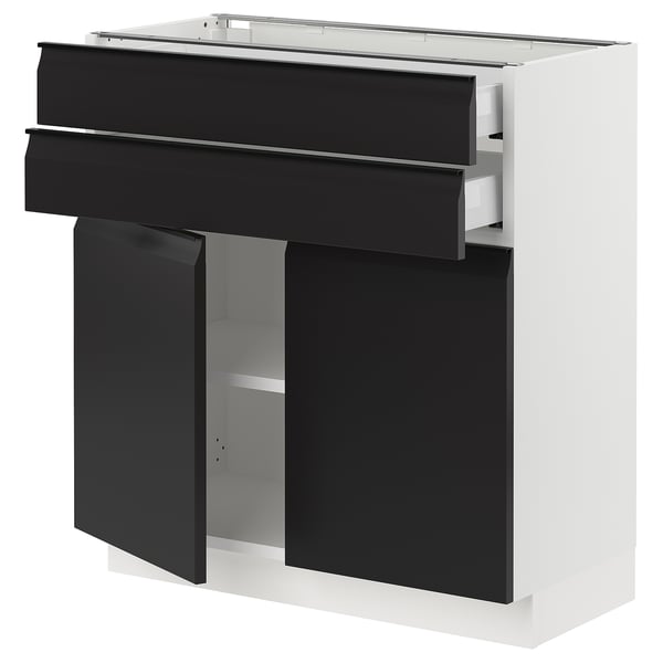 SEKTION / MAXIMERA Base cabinet w 2 doors/2 drawers, white/Upplöv matte anthracite, 30x15x30 "