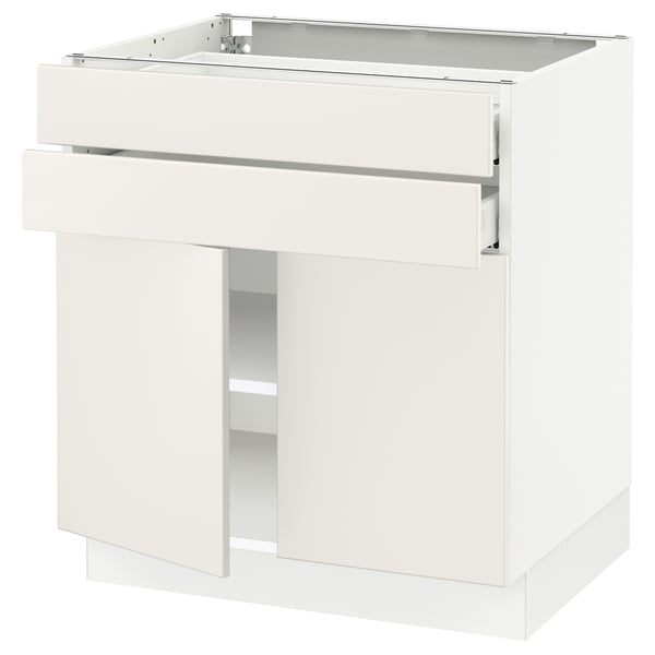SEKTION / MAXIMERA Base cabinet w 2 doors/2 drawers, white/Veddinge white, 30x24x30 "