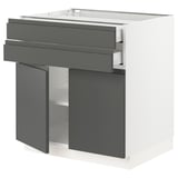 SEKTION / MAXIMERA Base cabinet w 2 doors/2 drawers, white/Voxtorp dark gray, 30x24x30 "