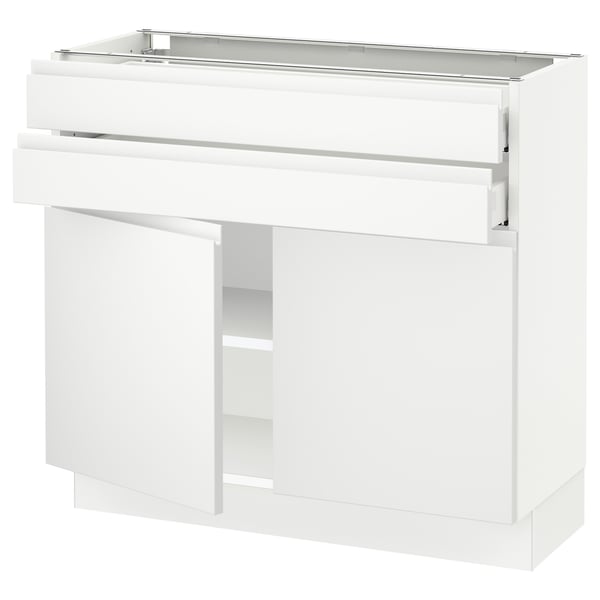 SEKTION / MAXIMERA Base cabinet w 2 doors/2 drawers, white/Voxtorp matte white, 36x15x30 "
