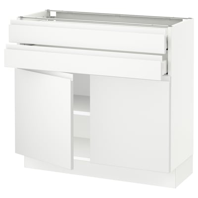 SEKTION / MAXIMERA Base cabinet w 2 doors/2 drawers, white/Voxtorp matte white, 36x15x30 "