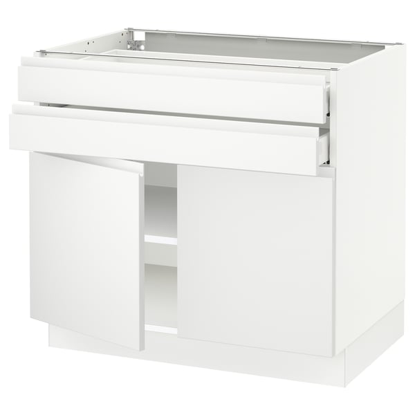 SEKTION / MAXIMERA Base cabinet w 2 doors/2 drawers, white/Voxtorp matte white, 36x24x30 "
