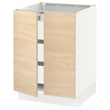 SEKTION / MAXIMERA Base cabinet w 2 doors/3 drawers, white/Askersund light ash effect, 24x24x30 "