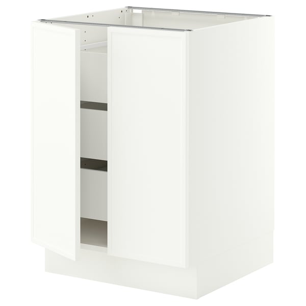 SEKTION / MAXIMERA Base cabinet w 2 doors/3 drawers, white/Aspudden matte white, 24x24x30 "