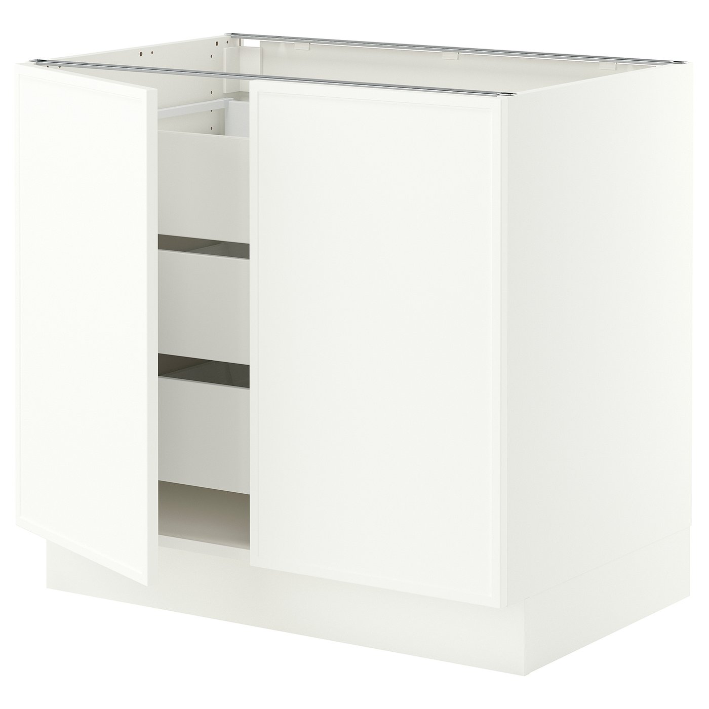 SEKTION / MAXIMERA base cabinet w 2 doors/3 drawers, white