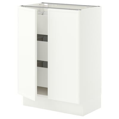SEKTION / MAXIMERA Base cabinet w 2 doors/3 drawers, white/Aspudden matte white, 24x15x30 "