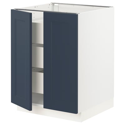 SEKTION / MAXIMERA Base cabinet w 2 doors/3 drawers, white Axstad/matte blue, 24x24x30 "