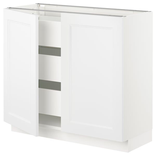 SEKTION / MAXIMERA Base cabinet w 2 doors/3 drawers, white/Axstad matte white, 36x15x30 "