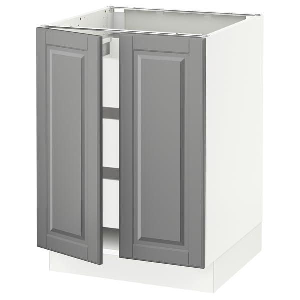 SEKTION / MAXIMERA Base cabinet w 2 doors/3 drawers, white/Bodbyn gray, 24x24x30 "