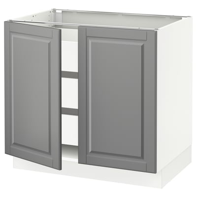 SEKTION / MAXIMERA Base cabinet w 2 doors/3 drawers, white/Bodbyn gray, 36x24x30 "