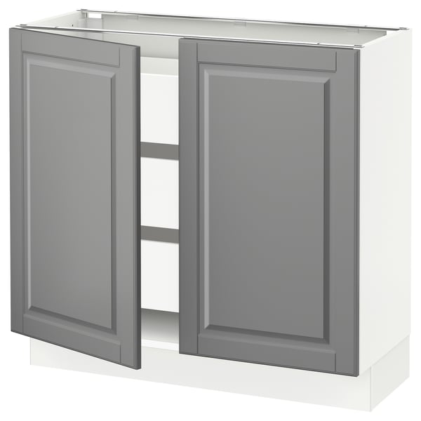 SEKTION / MAXIMERA Base cabinet w 2 doors/3 drawers, white/Bodbyn gray, 36x15x30 "