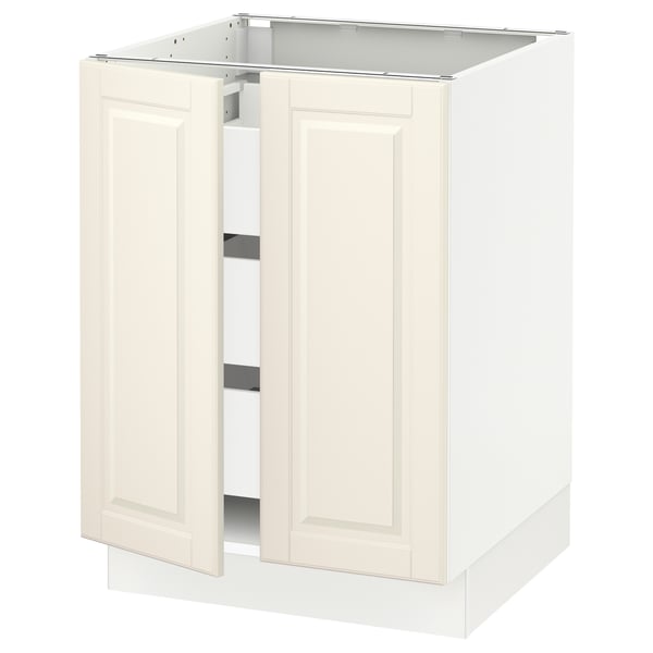 SEKTION / MAXIMERA Base cabinet w 2 doors/3 drawers, white/Bodbyn off-white, 24x24x30 "