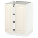 SEKTION / MAXIMERA Base cabinet w 2 doors/3 drawers, white/Bodbyn off-white, 24x24x30 "