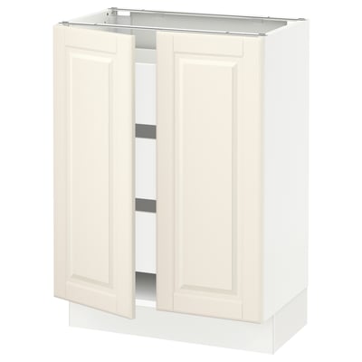 SEKTION / MAXIMERA Base cabinet w 2 doors/3 drawers, white/Bodbyn off-white, 24x15x30 "