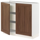 SEKTION / MAXIMERA Base cabinet w 2 doors/3 drawers, white Enköping/brown walnut effect, 36x15x30 "