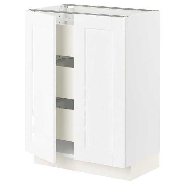 SEKTION / MAXIMERA Base cabinet w 2 doors/3 drawers, white Enköping/white wood effect, 24x15x30 "