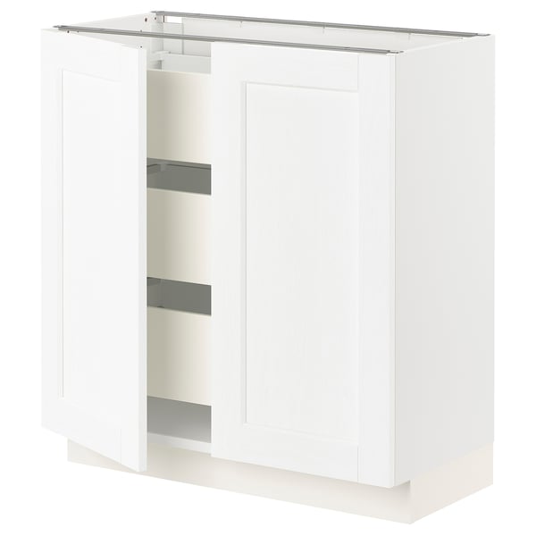 SEKTION / MAXIMERA Base cabinet w 2 doors/3 drawers, white Enköping/white wood effect, 30x15x30 "