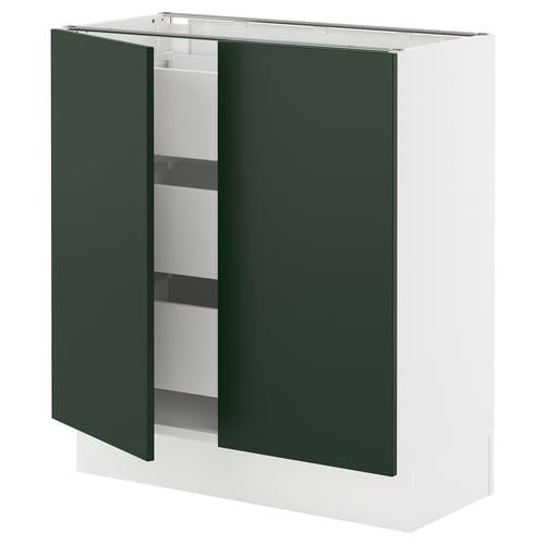 A modern kitchen cabinet named SEKTION with dark green havstorp doors, featuring a sleek design and sturdy construction.