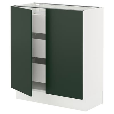 SEKTION / MAXIMERA Base cabinet w 2 doors/3 drawers, white/Havstorp deep green, 30x15x30 "