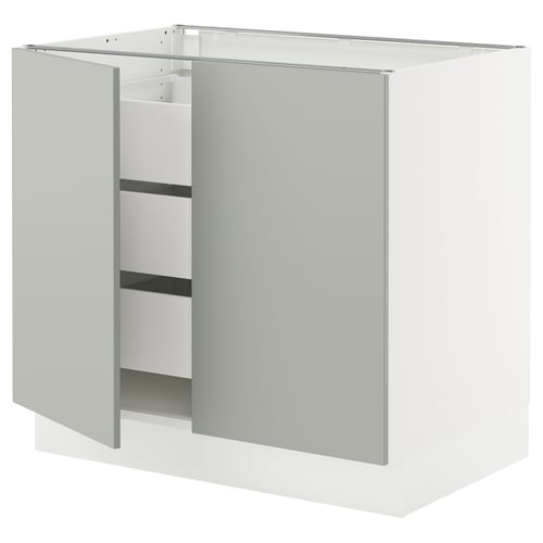 White SEKTION kitchen cabinet, modern design with light grey door.