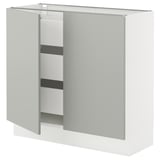 SEKTION / MAXIMERA Base cabinet w 2 doors/3 drawers, white/Havstorp light gray, 36x15x30 "