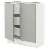 SEKTION / MAXIMERA Base cabinet w 2 doors/3 drawers, white/Havstorp light gray, 30x15x30 "