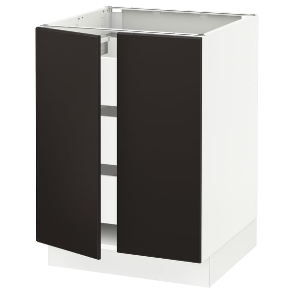 Sektion Maximera Base Cabinet W 2 Doors 3 Drawers White Kungsbacka Anthracite 24x24x30 Ikea