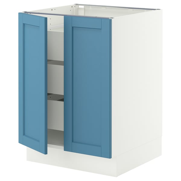 SEKTION / MAXIMERA Base cabinet w 2 doors/3 drawers, white/Lerhyttan blue, 24x24x30 "