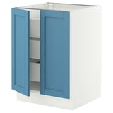 SEKTION / MAXIMERA Base cabinet w 2 doors/3 drawers, white/Lerhyttan blue, 24x24x30 "