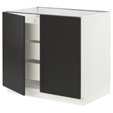 SEKTION / MAXIMERA Base cabinet w 2 doors/3 drawers, white/Nickebo matte anthracite, 36x24x30 "