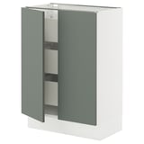 SEKTION / MAXIMERA Base cabinet w 2 doors/3 drawers, white/Nickebo matte grey-green, 24x15x30 "