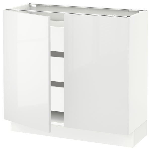 SEKTION / MAXIMERA Base cabinet w 2 doors/3 drawers, white/Ringhult white, 36x15x30 "