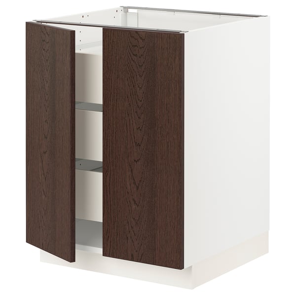 SEKTION / MAXIMERA Base cabinet w 2 doors/3 drawers, white/Sinarp brown, 24x24x30 "