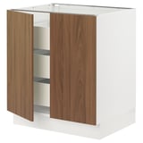 SEKTION / MAXIMERA Base cabinet w 2 doors/3 drawers, white/Tistorp brown walnut effect, 30x24x30 "