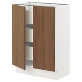 SEKTION / MAXIMERA Base cabinet w 2 doors/3 drawers, white/Tistorp brown walnut effect, 24x15x30 "