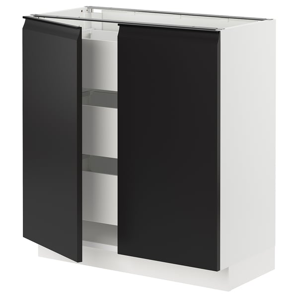 SEKTION / MAXIMERA Base cabinet w 2 doors/3 drawers, white/Upplöv matte anthracite, 30x15x30 "