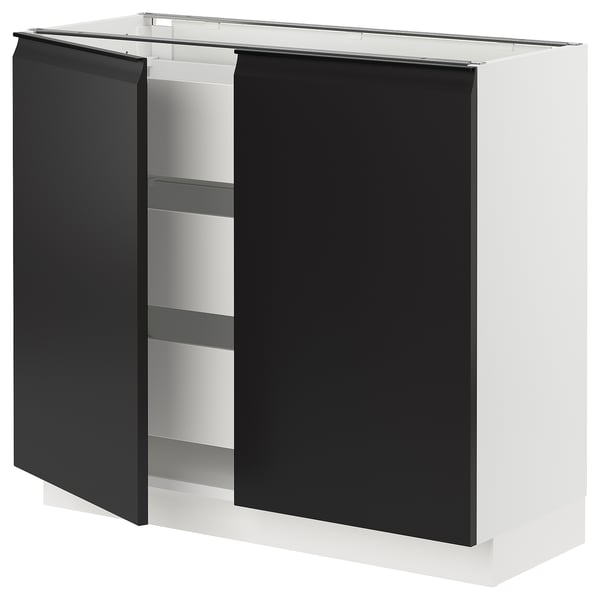 SEKTION / MAXIMERA Base cabinet w 2 doors/3 drawers, white/Upplöv matte anthracite, 36x15x30 "