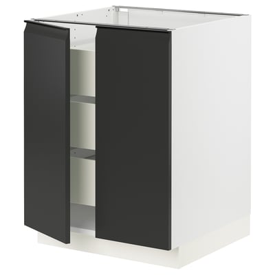 SEKTION / MAXIMERA Base cabinet w 2 doors/3 drawers, white/Upplöv matte anthracite, 24x24x30 "