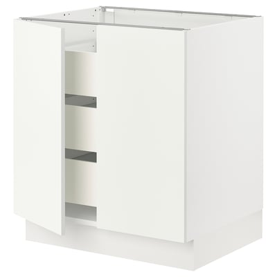 SEKTION / MAXIMERA Base cabinet w 2 doors/3 drawers, white/Vallstena white, 30x24x30 "
