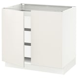 SEKTION / MAXIMERA Base cabinet w 2 doors/3 drawers, white/Veddinge white, 36x24x30 "