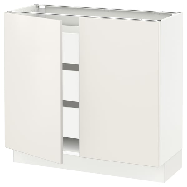 SEKTION / MAXIMERA Base cabinet w 2 doors/3 drawers, white/Veddinge white, 36x15x30 "