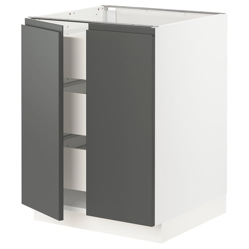 An ikea SEKTION kitchen cabinet in white with dark grey doors and a modern design.