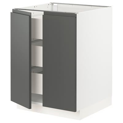 SEKTION / MAXIMERA Base cabinet w 2 doors/3 drawers, white/Voxtorp dark gray, 24x24x30 "