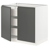SEKTION / MAXIMERA Base cabinet w 2 doors/3 drawers, white/Voxtorp dark gray, 36x24x30 "