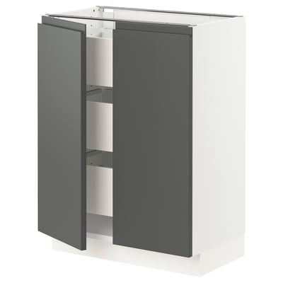 SEKTION / MAXIMERA Base cabinet w 2 doors/3 drawers, white/Voxtorp dark gray, 24x15x30 "