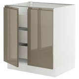 SEKTION / MAXIMERA Base cabinet w 2 doors/3 drawers, white/Voxtorp high-gloss dark grey-brown, 30x24x30 "